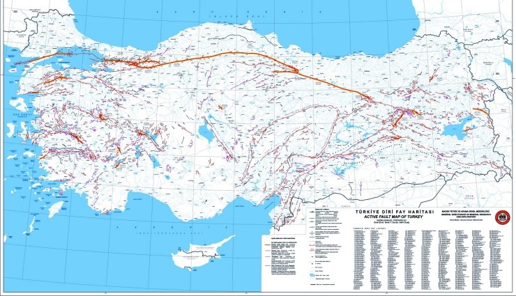 MTA Yenilenmiş Diri Fay Haritalarını Paylaştı!